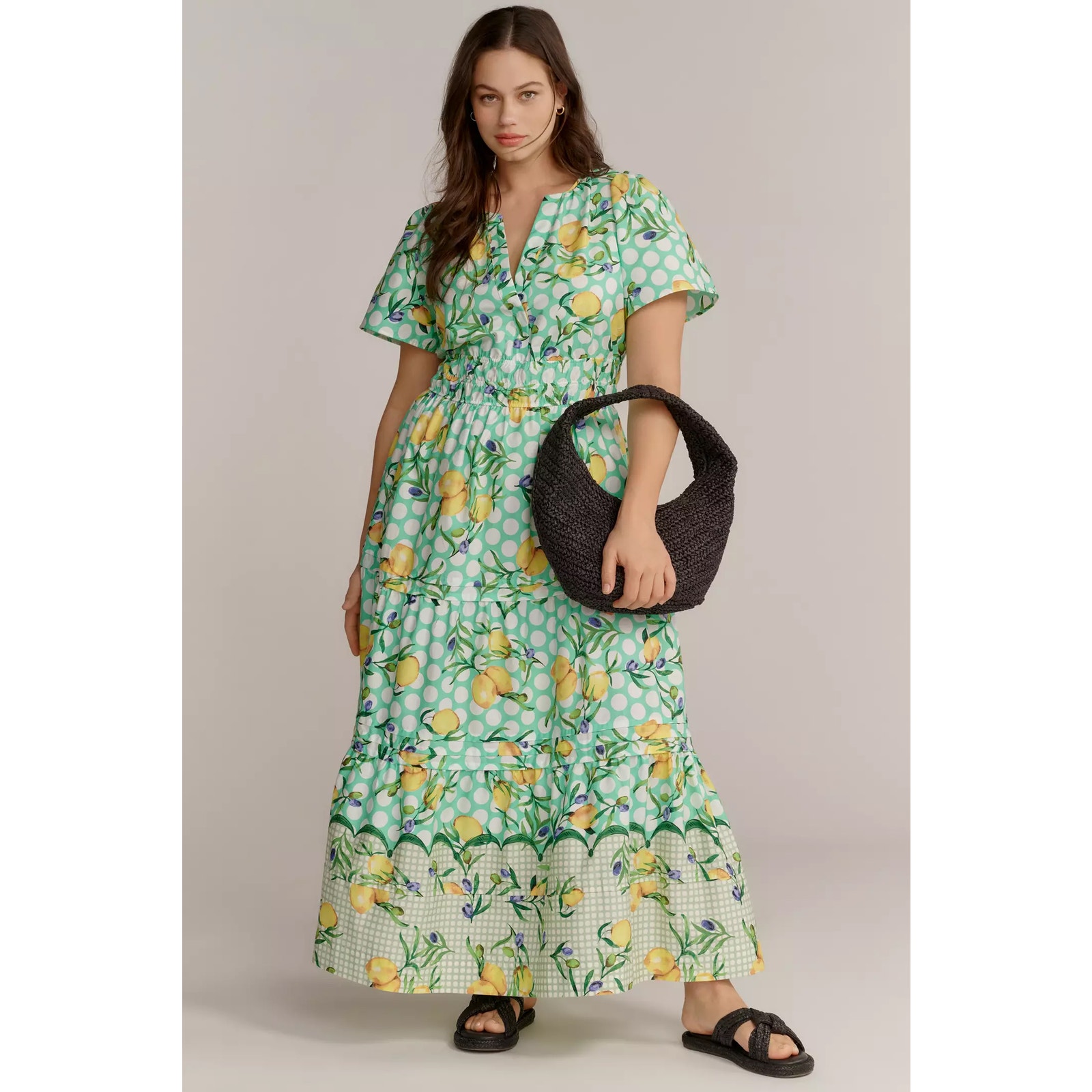 Nwt By Anthrpologie Sz 3x Somerset Maxi Dress: Lemons Motif